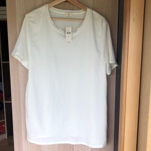 t.la (Anthropologie) crepe tshirt - white.  XL.